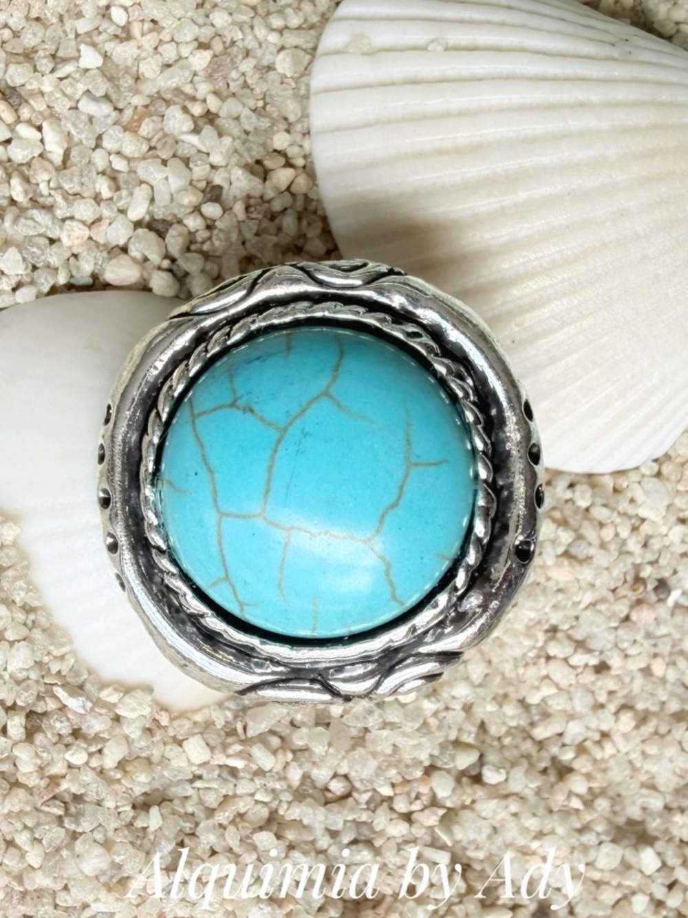 Alquimia Silver Ring with Bright Turquoise Stone